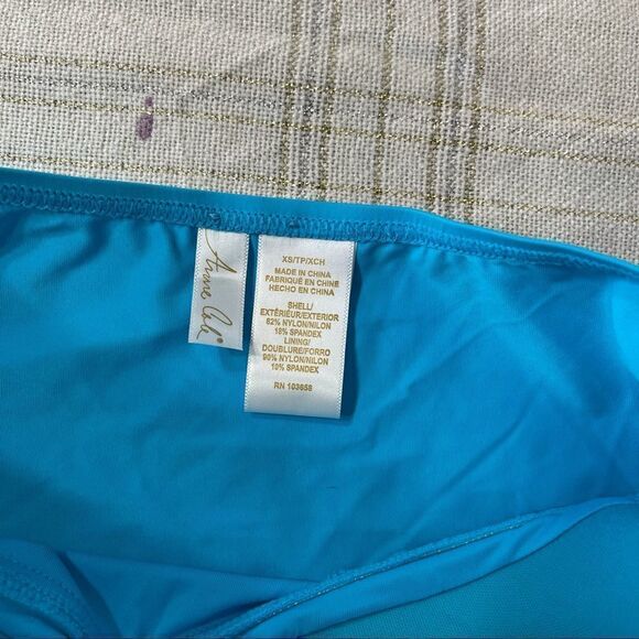 ANNE COLE Turquoise Twist-Front Ruched Tankini Top X-SMALL NWT - Picture 12 of 13